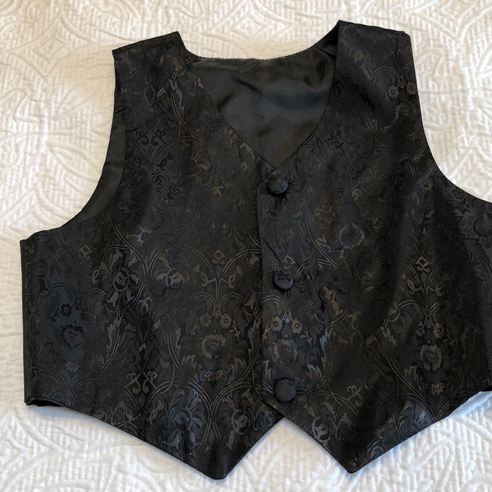 Holiday brocaded taffeta black vest